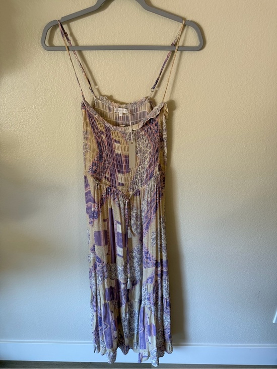 Olivaceous Dresses & Skirts - Olivaceous Cream and Purple Smocked Maxi Dress